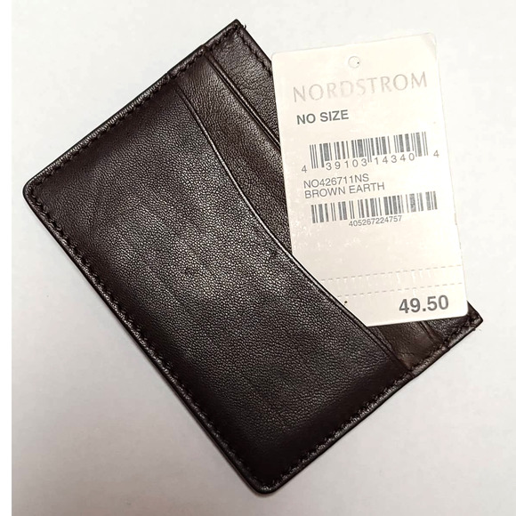 Nordstrom Leather Card Holder Wallet Brown - Picture 3 of 3